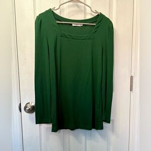 Adibosy Long Puff Sleeve Top w/Square Neck - Green (M)